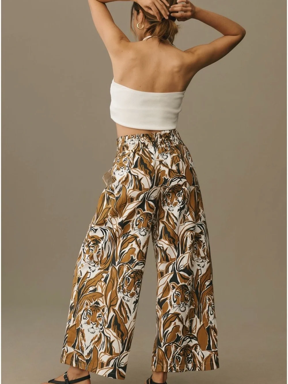 Anthropologie The Somerset Pull On Pant -
Linen - Tiger 🐯 print - Picture 3 of 6